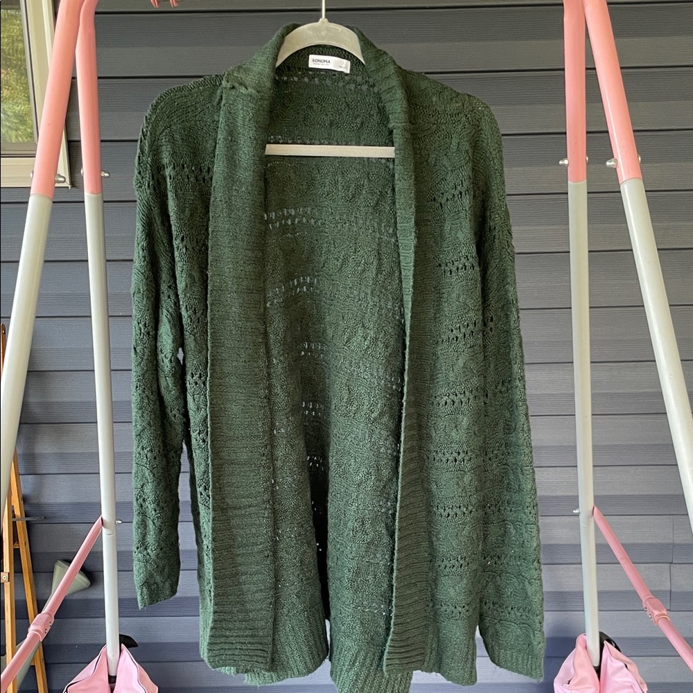 Sonoma Forest Green Open-Front Cardigan